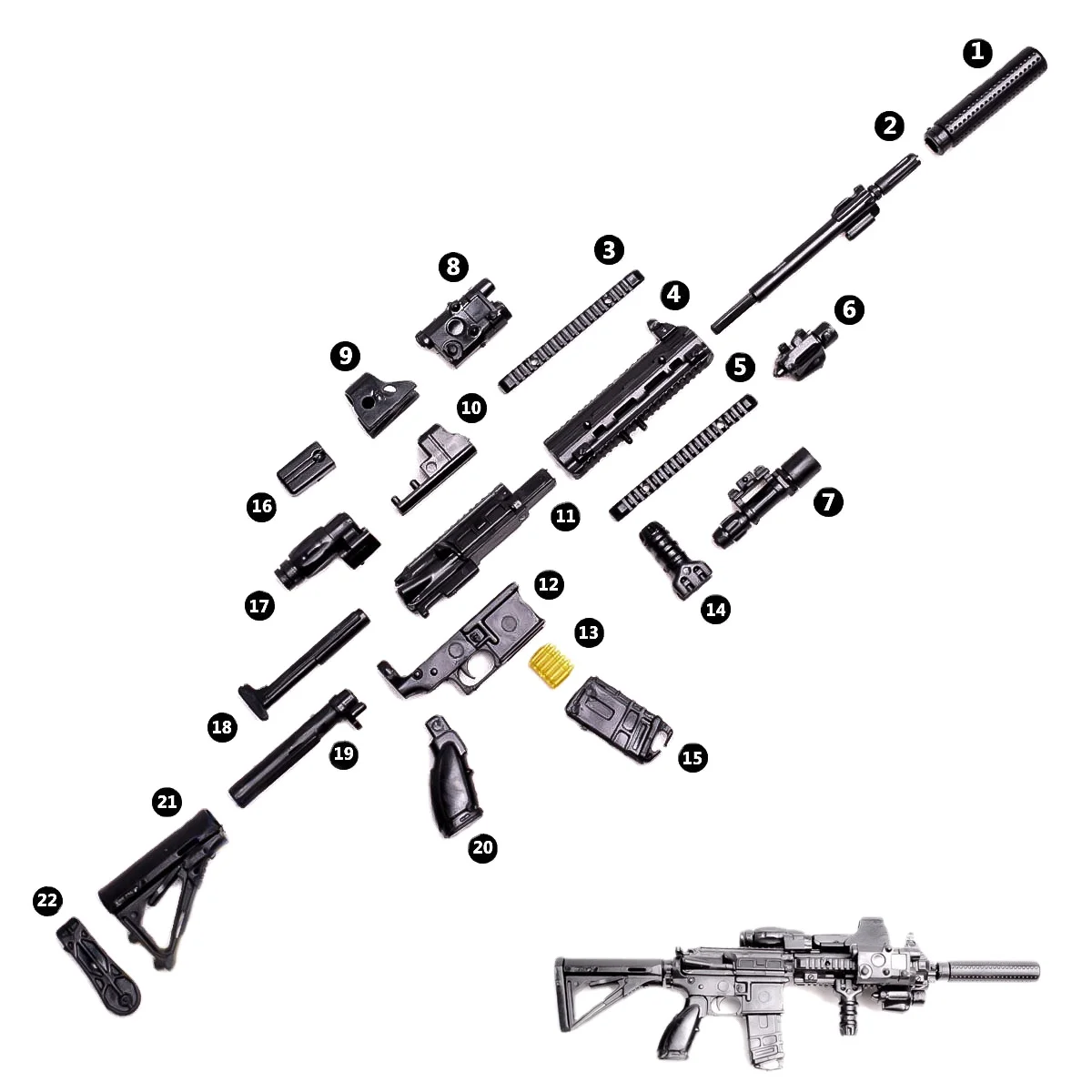 
1/6 PUBG M416 HK416 Rifle Gun Assemble Model Toys Puzzles Building Bricks Toy Model For Action Figure 