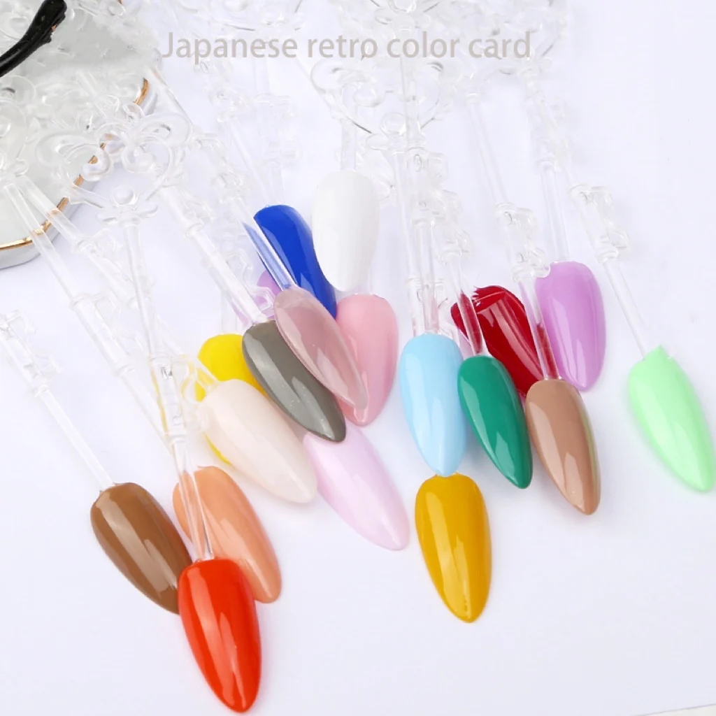 MyBeautyNails Vintage Fan Shape Nail Art Polish Display Tips False Nail Sample Sticks 24 PCS Clear Nail Swatch Sticks with Ring