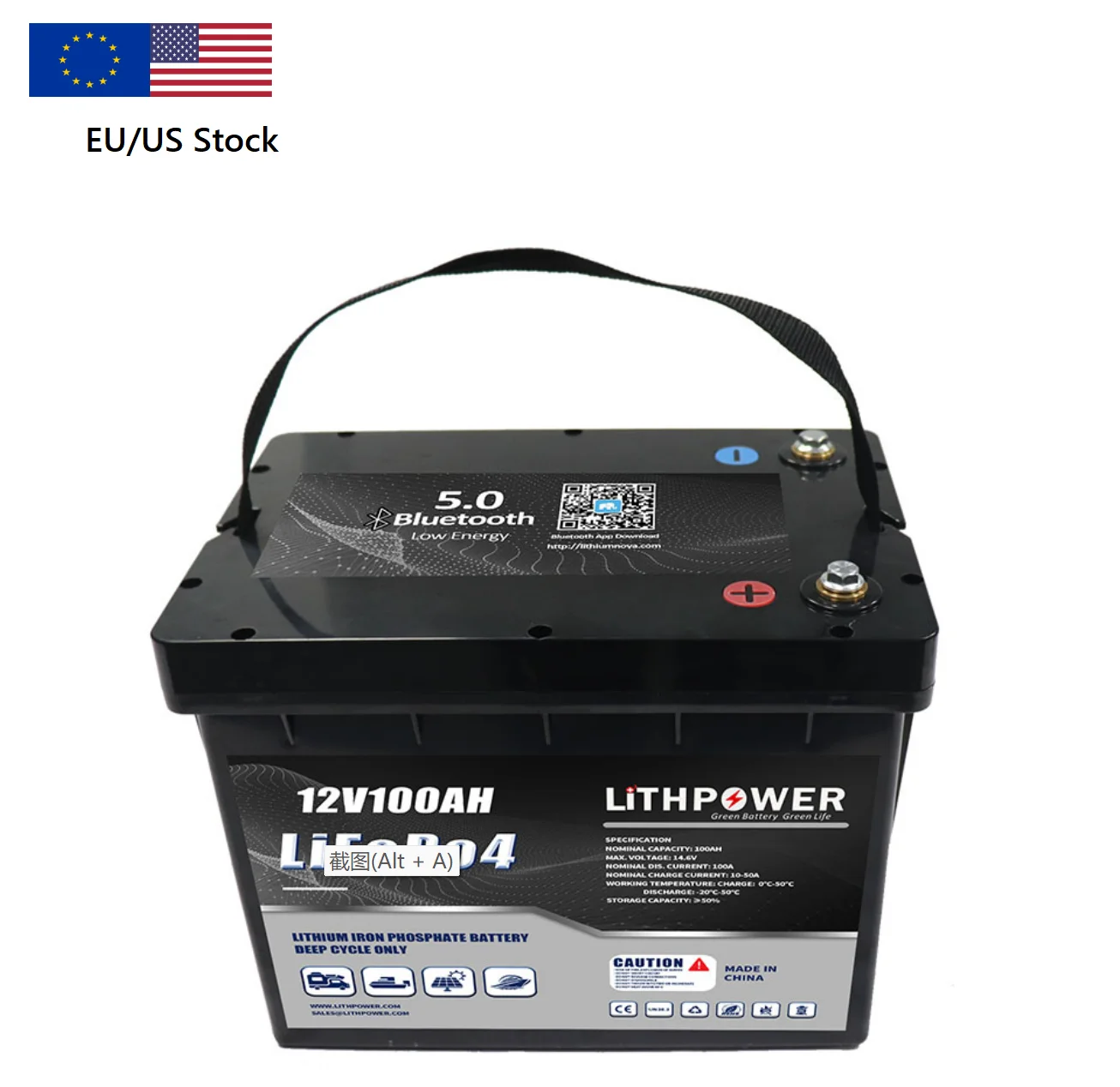 US/EU Stock 12v 100ah  Bluetooth Intelligent Lithium ion Batteries For Solar Power System Home/RV/Car/Marine