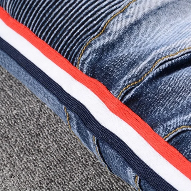 Fashion side stripe mens denim jeans dropshipping stock funky blue jeans for man