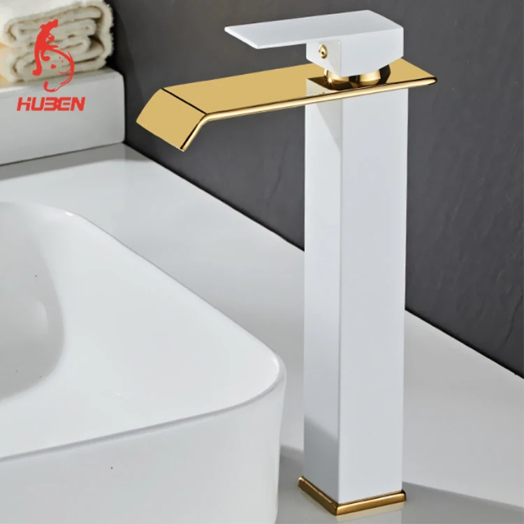Stainless Steel Brass Waterfall Bathroom Basin Faucet Cold Hot Mixer Crane Sink Tap Square Bathroom Faucet