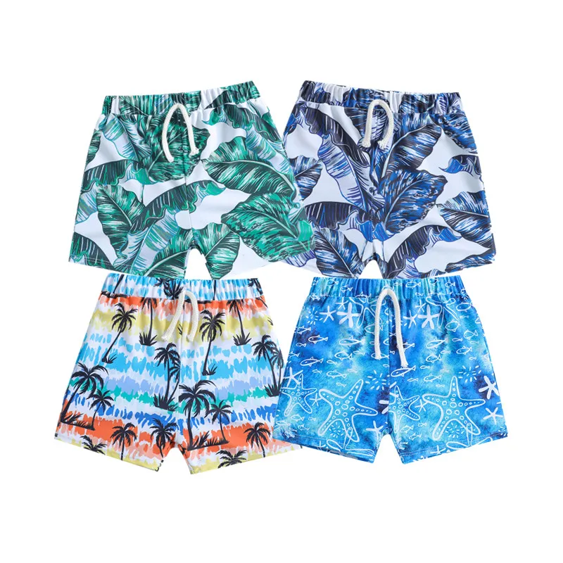 Toddler Baby Boys Swim Shorts Leaves Print Swimming Trunk Kids Boy Beach Board Shorts Swimwear