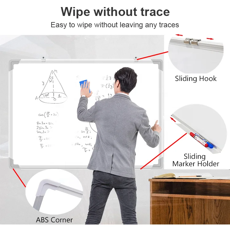 Wholesale School Magnetic Whiteboard Wall Mounted Steel Frame with White Marker for Student Classrooms 45x60 60x90 90x120cm