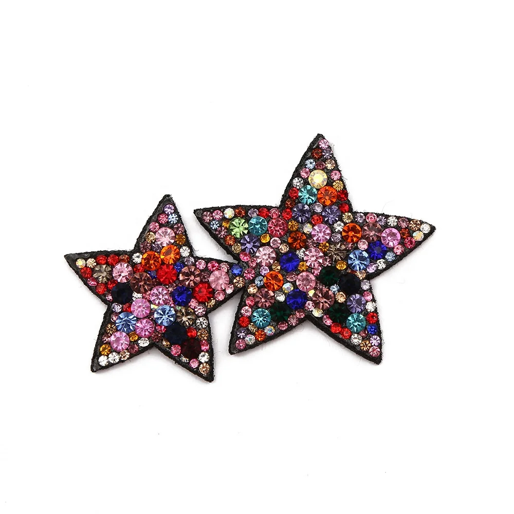 Hot sale rhinestone small star embroidery sew in crystal patches LT9332