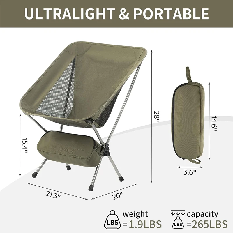 Carry Bag Outdoor Camping Picnic Backpacking Hiking Custom Folding Beach Chair Moon Portable Camping Chair with Big Discount