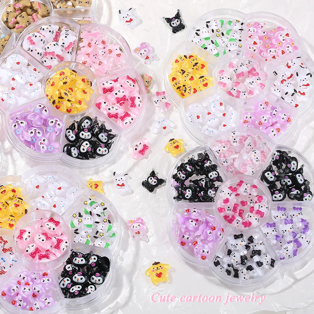 Wholesale Cartoon Cat Jewelry Ice Transparent Flower Plate DIY Colored Cute Cat Resin Nail Decoration