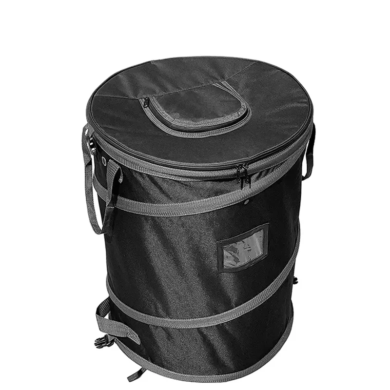 Factory Custom RPET Portable POP-UP Trash Container Organizer Gardening Waste Basket Bin Collapsible Camping Storage Bag for Car