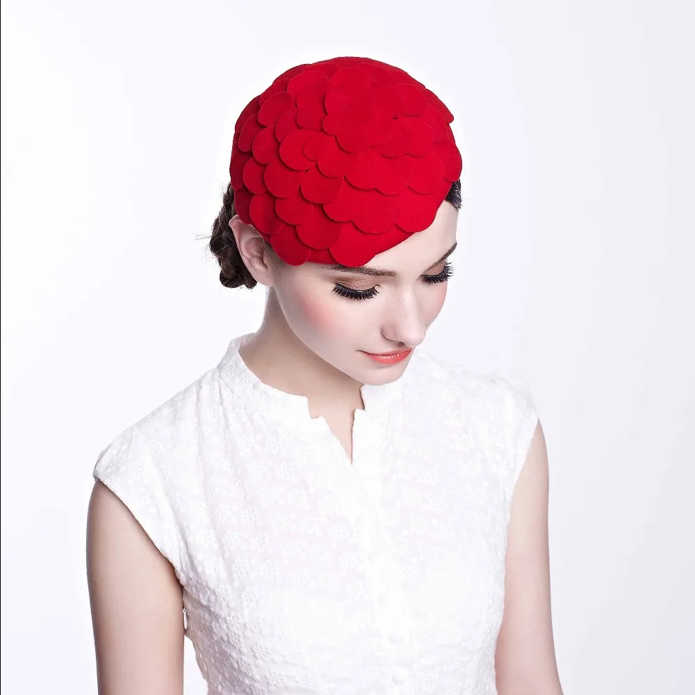 linglong 2024 wholesale wool felt fascinator hats for ladies