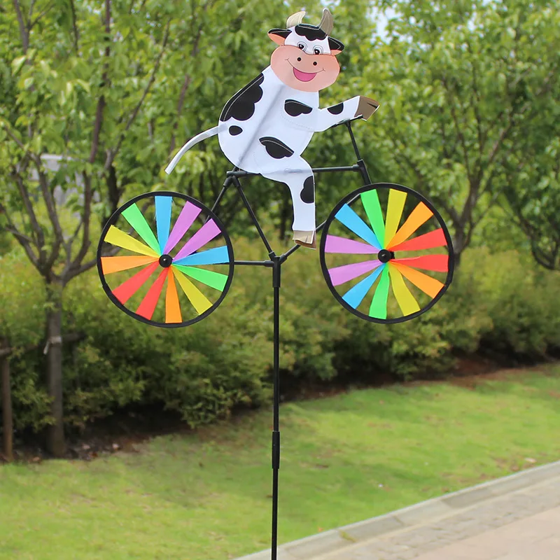Kids Summer Animal Cycling Windmill 3d Cartoon Colourful Wind Spinner Garden Outdoor Yard Lawn Decoration Kids Toys