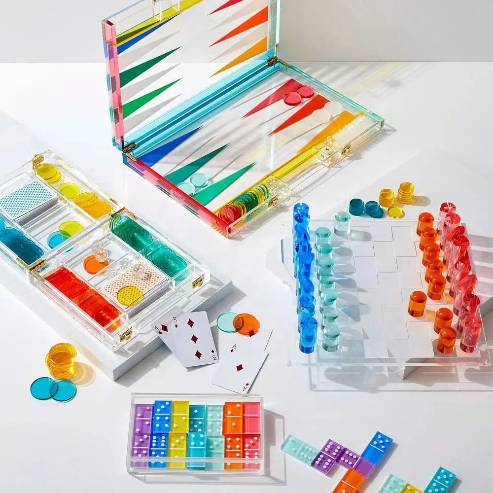 New Portable Acrylic Chess Set Travel Chess Set with Acrylic Board