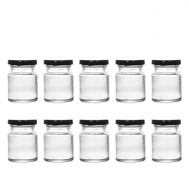Wholesale milk drink container pot 50ml 75ml 100ml 150ml 200ml glass pudding jar With metal lid
