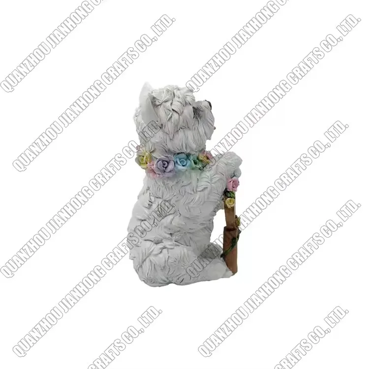 Outdoor White Terrier Dog Statue Animal Welcome Sign Cute Garden Home Decor