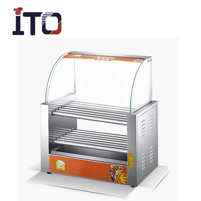 Automatic Hot Dog Roller Grill With Bun Warmer Roast Sausage Grill Machine