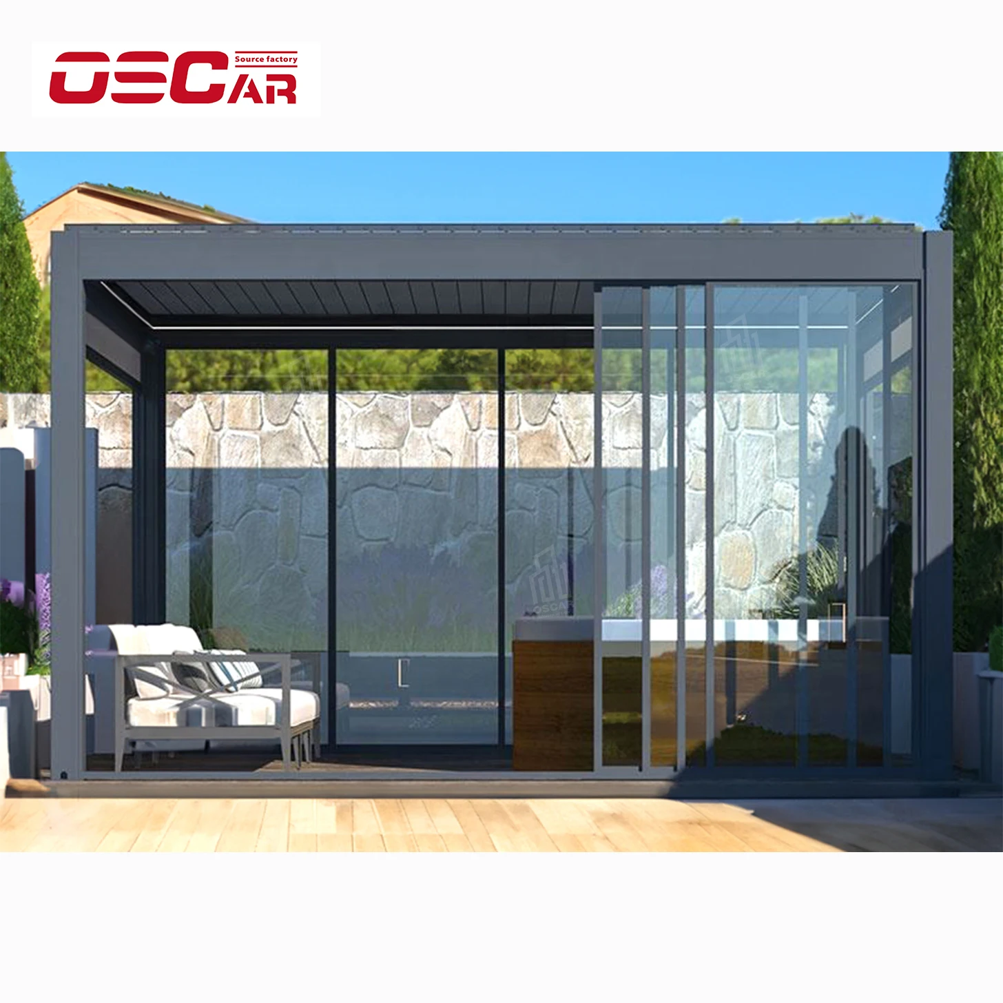 Custom Retractable Louvered Roof Balcony Pergola Gazebo Courtyard summerhouses Sunshade Patio aluminum Pergola canopy for sale