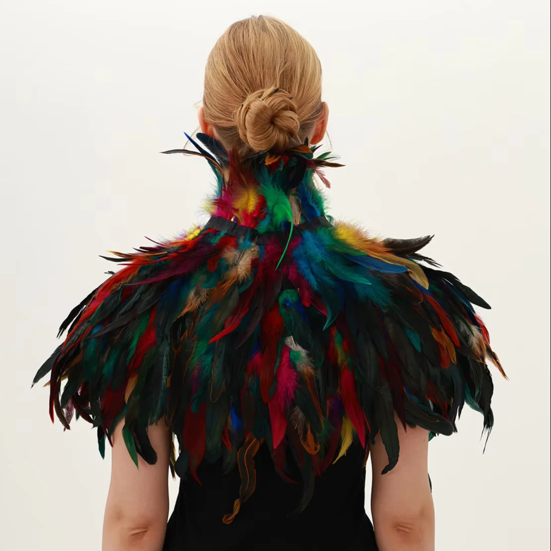 Feather Cloak Dressing Role Play Gothic Feather Adjust Performance Feather Cosplay Carnival Rave Party Costume