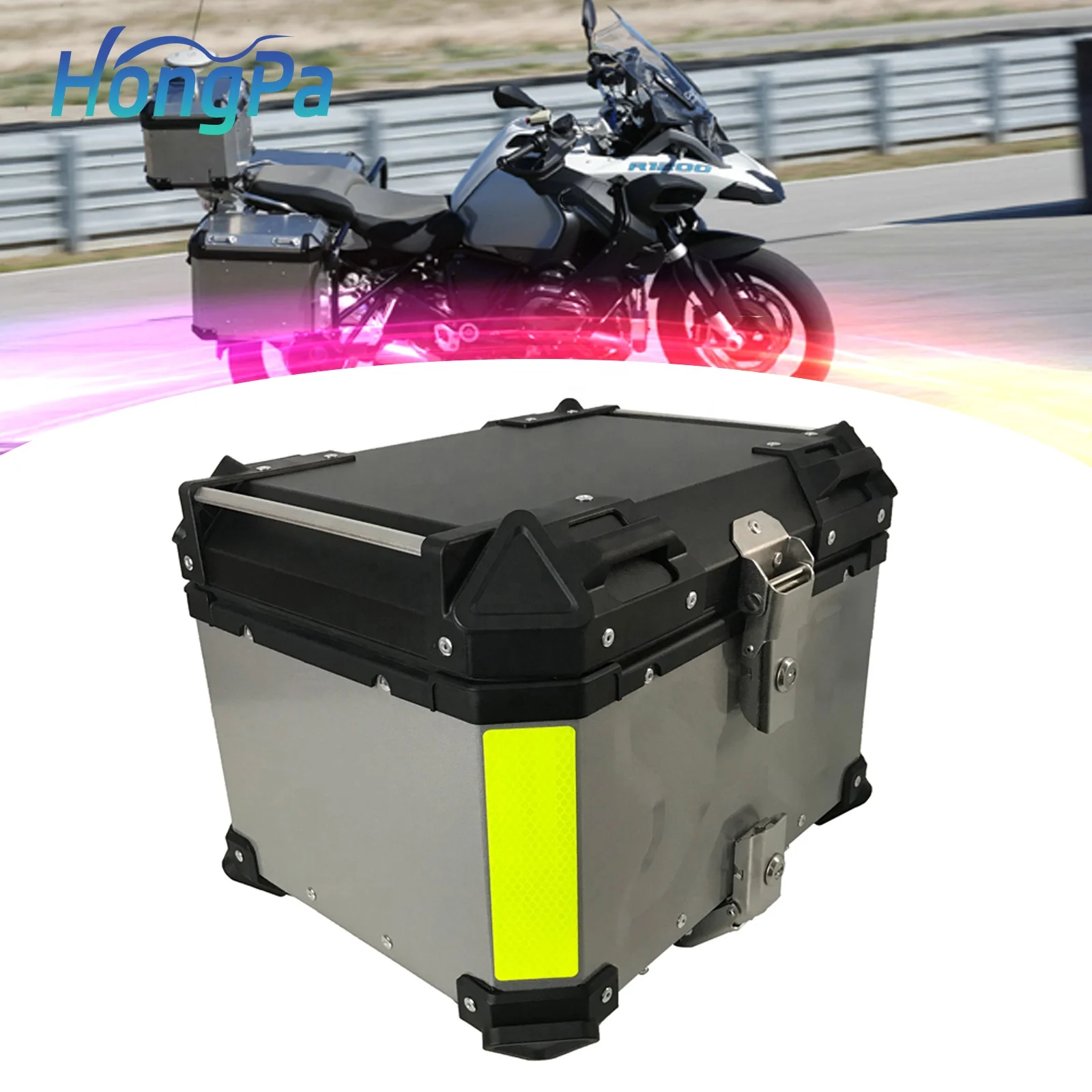 45L Universal Motorbike Trunk Aluminum Alloy Top Case Travel Luggage Storage Box Motorcycle Tail Box