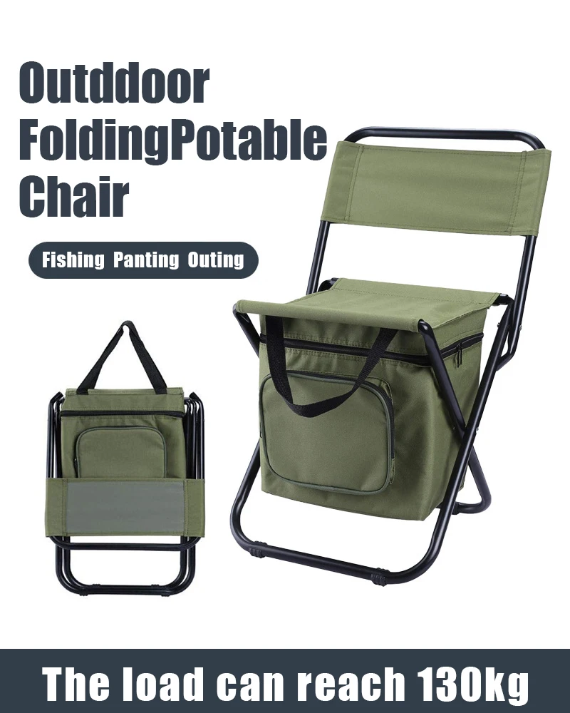 Folding Steel Frame stool backpack camping fishing chair