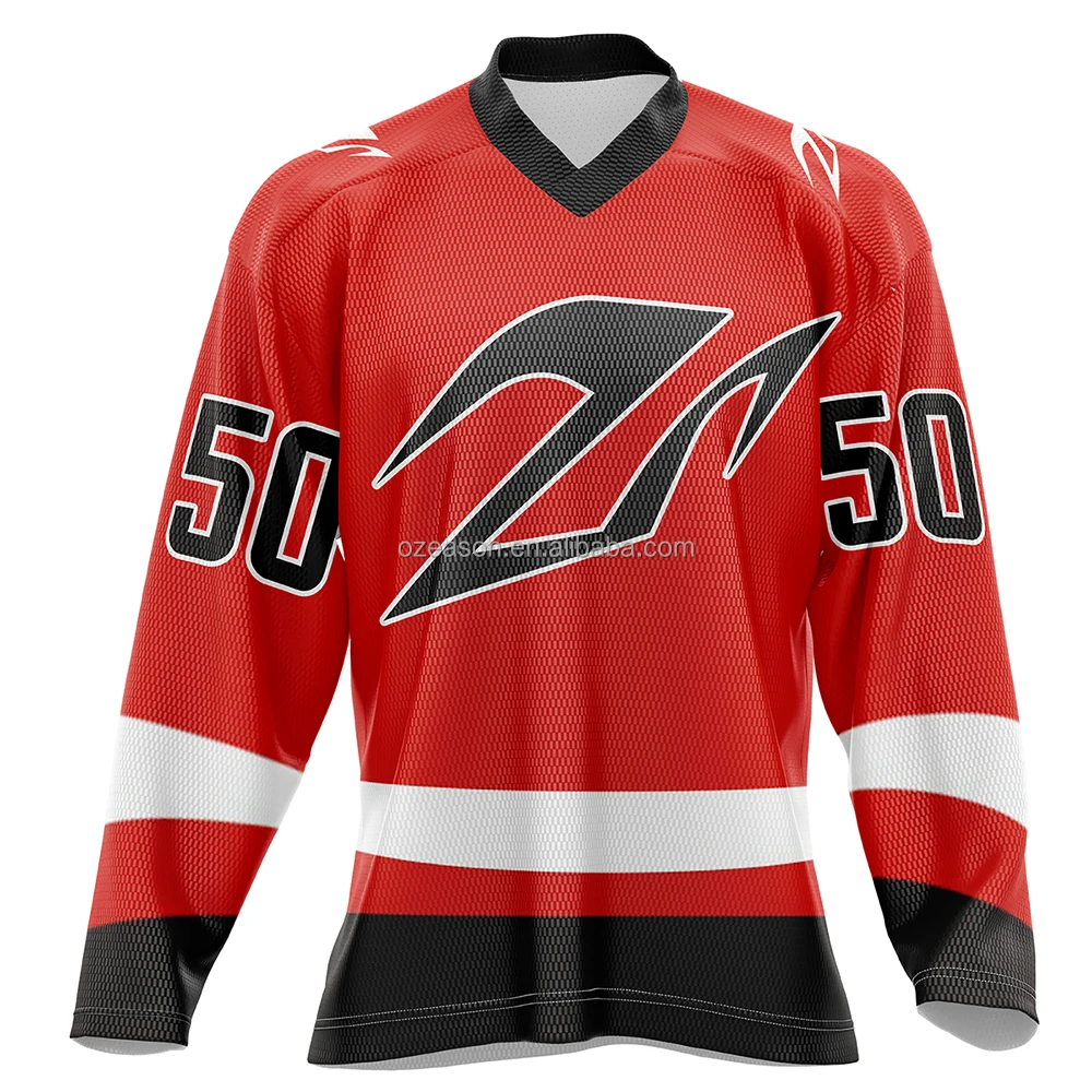 Cheap custom logo printing ice hockey team jersey polyester fabric high quality sublimated hockey jersey