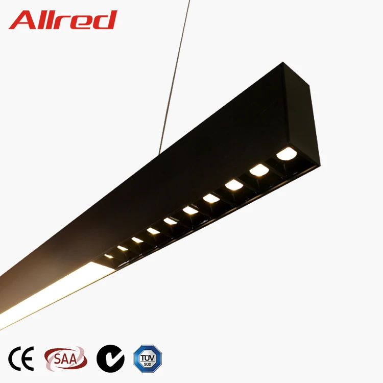 Черный современный простой 40 Вт энергосберегающий линейный COB светодиодный потолочный светильник подвесной