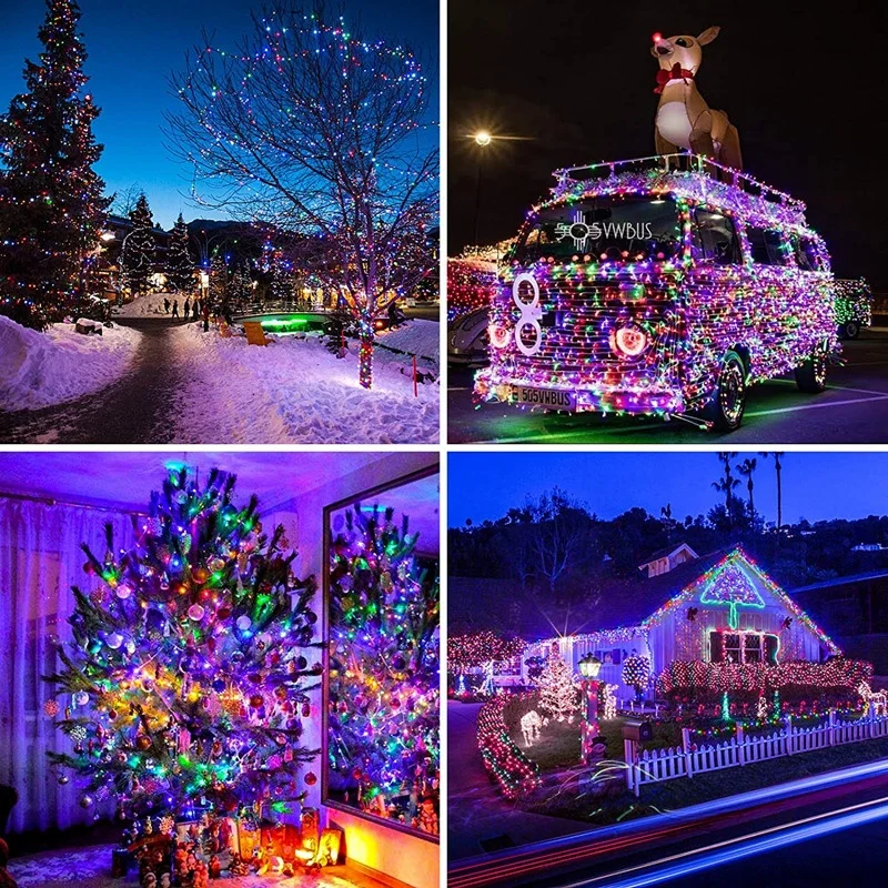 LED String Lights Colorful 20M 200LED  Pink Orange Blue Green Four Colour Safe Low Voltage Indoor Fairy Lights