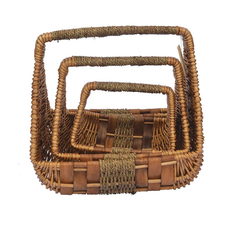 
Fair Trade Strong styles Creative Wicker &Rope Weaved baskets with handles Willow baskets 
