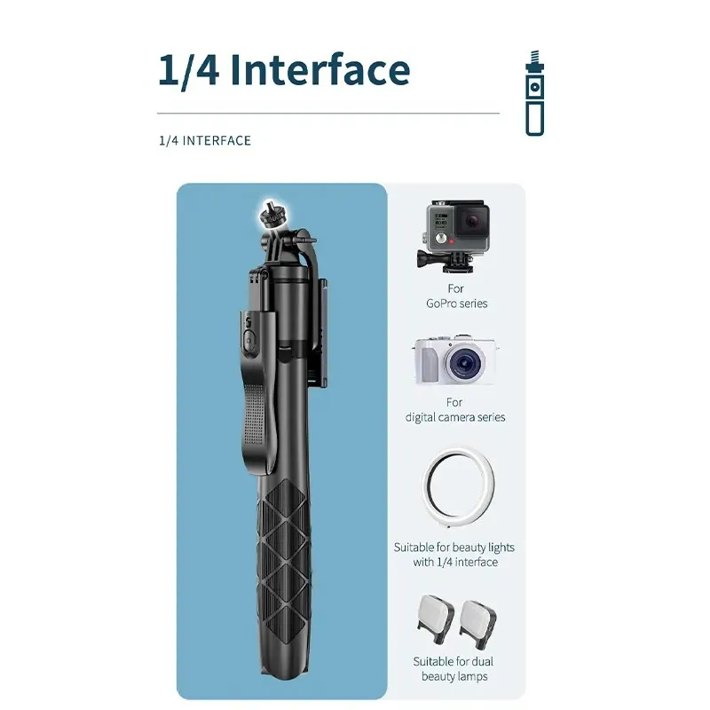 1.55m Floor Tripod Selfie Stick 360 Rotating Bluetooth Hand Held Selfie Stick Tripod Live Video Long Wireless Foldable L16