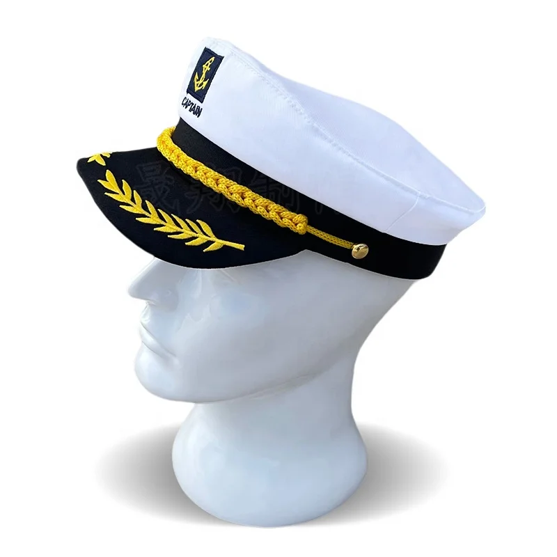 Adult Kids Adjustable Yacht Boat Ship Sailor Captain Costume Hat Navy Marine Admiral Embroidered Captain Hat