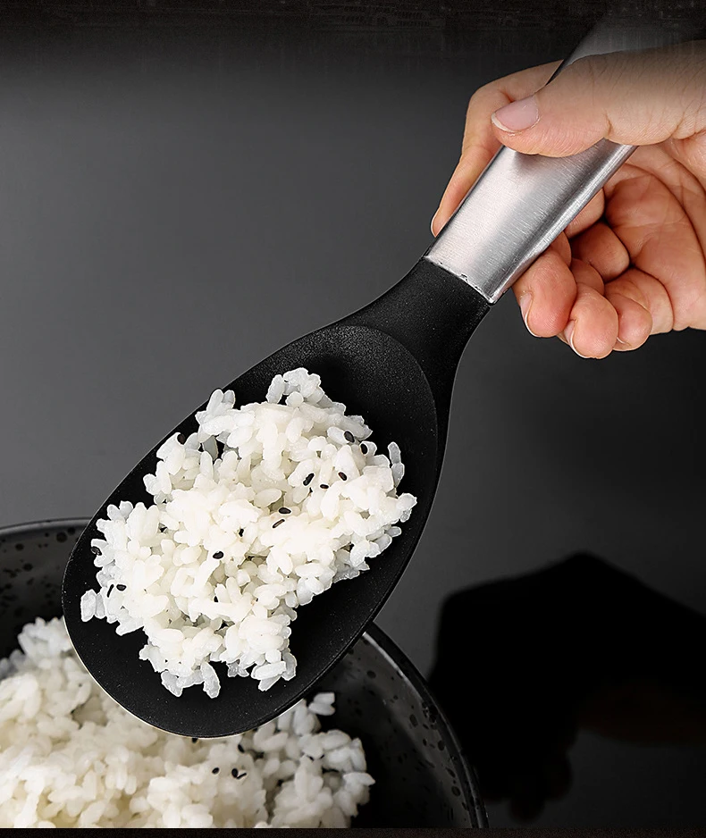  DD077 Canteen 304 Stainless Steel Spoon Public Dish Silica Rice Non-stick Serving