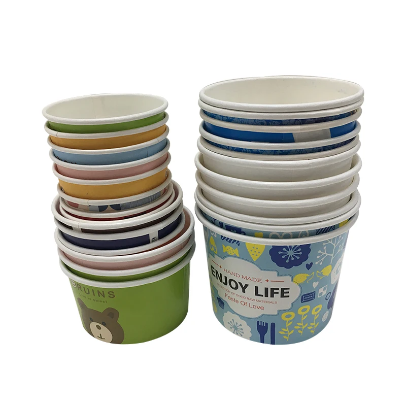 Takeaway Biodegradable PE Coated Customized Disposable 3oz Ice Cream Paper Cups With Lids