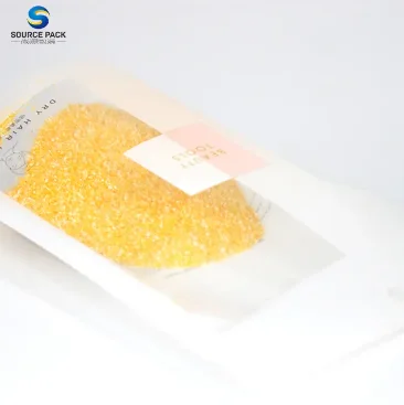 High quality Sourcepack Customized Recyclable rice paper stand up bags with clear window grain paper bags
