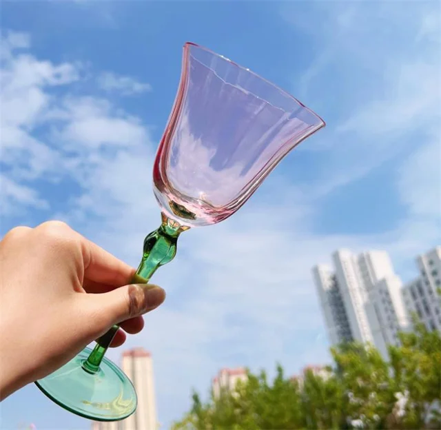 factory custom creative crystal glass fancy flower wine goblet red wine glasses for wedding