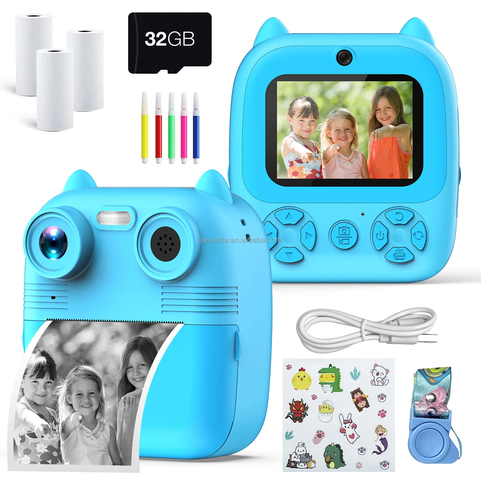 Portable Instant Printing Camera Rechargeable Digital Print Children Photo Video Camera ABS-681 Print Kids Camera