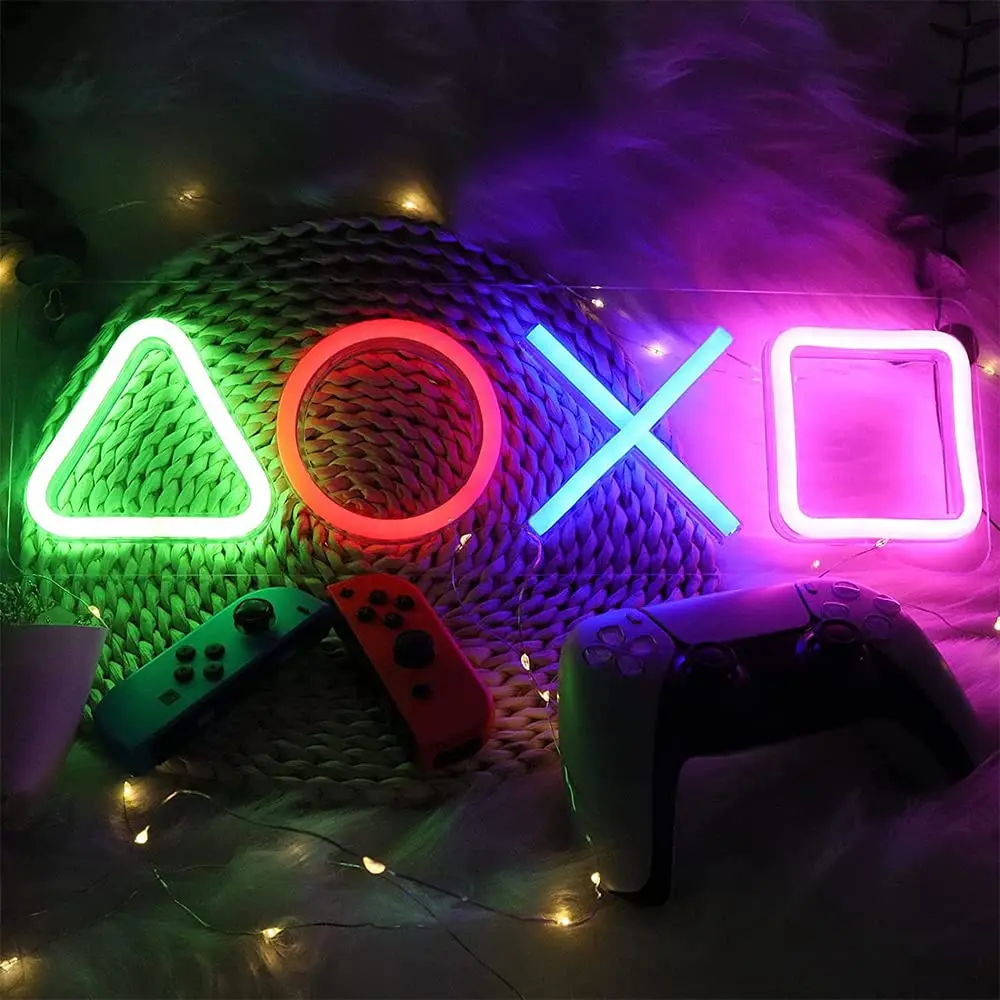 Светодиодная неоновая лампа для PS4 в виде иконы игр настенная подвесная атмосфера декоративная Playstation красочная комната арт-декор бара клуба