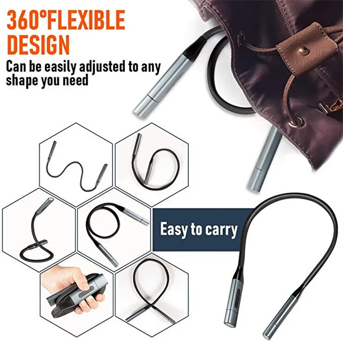 Newest U-shaped Rechargeable LED Neck Hug Light Portable Hands-Free Flexible Amber LED Book Reading Lamp In Bed