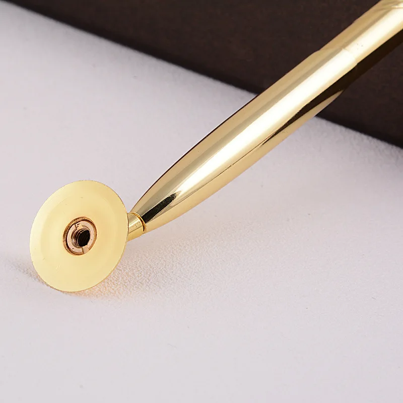 Gold bullet shape novelty funnel pen holder desk stand promotional set table fixed golden brass ball pen holder