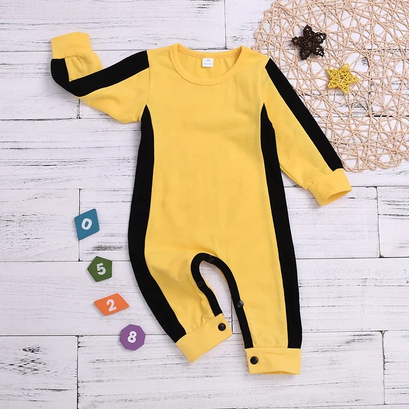 
ChengXi Martial Art Style Baby Yellow Long Sleeves Romper For Spring and Autumn Bruce Lee 