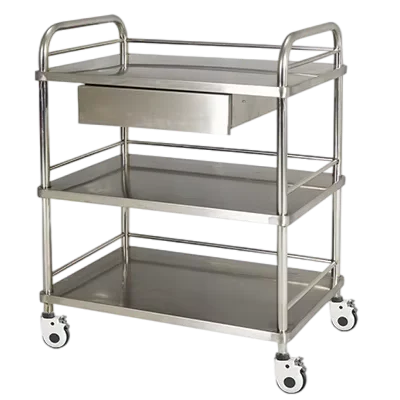 Производитель напрямую предоставляет трехуровневые медицинские тележки из нержавеющей стали
