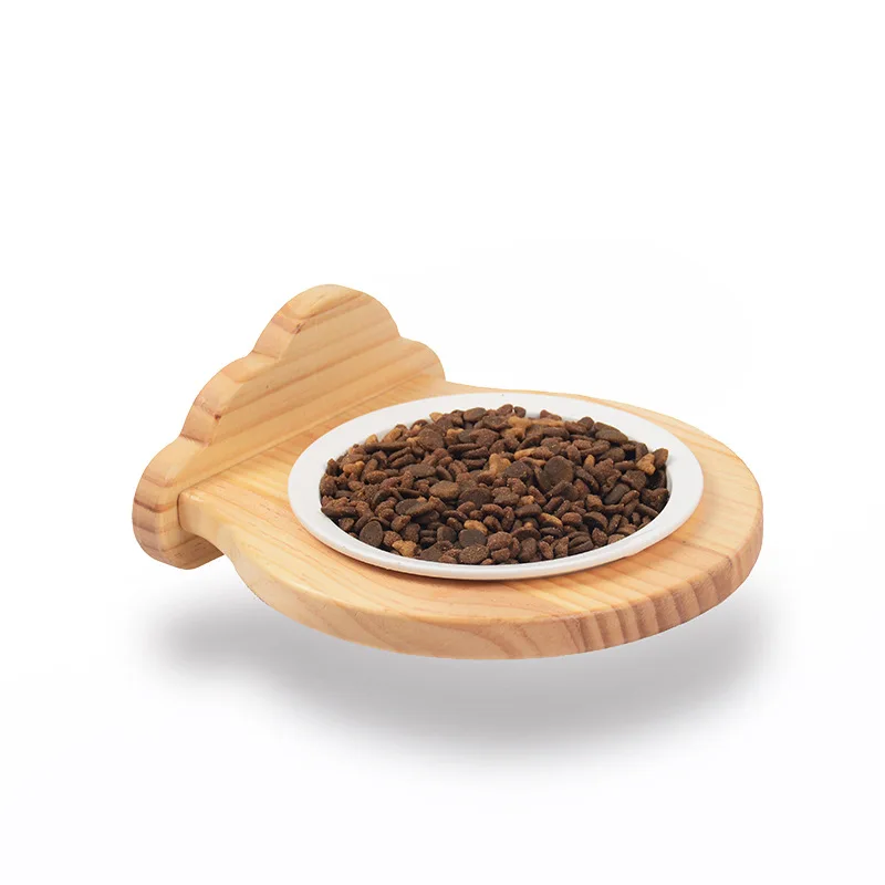 Wooden Removable Cage wall bowl cat pet supplies ceramic bowl bowl free adjustment