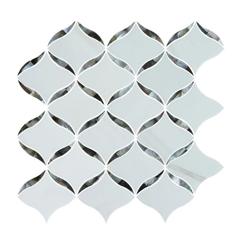 Marble Mosaic Tile Mix Shell Mosaic Lantern Waterjet Kitchen Wall Tile Bathroom Background Wall Decorative Tiles