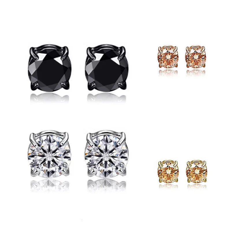 Strong Magnetic Ear Stud Clip Earrings for Women Men Punk Round Zircon Magnet Earrings Non Piercing Jewelry 1PC Crystal CLASSIC