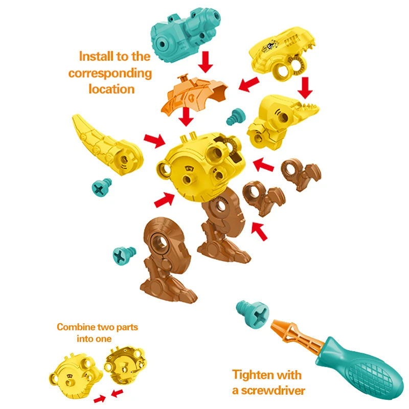 Wholesale Gashapon Capsule Toys Diy Dinosaur Gashapon Toys Tyrannosaurus Rex Construction Toys For Children Disassemble Animal