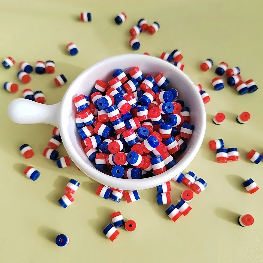 Hot Sale 100pcs 5*6MM Red White Blue Resin Beads In Bulk Wholesale for Earring Necklace Jewelry DIY Making Charms Craft