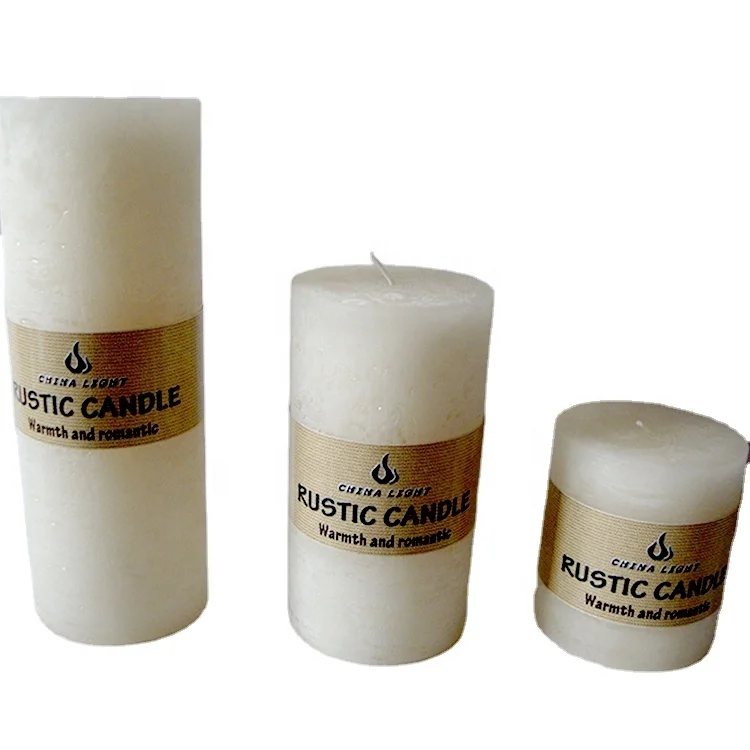 Paraffin wax rustic pillar candle for decoration wedding event