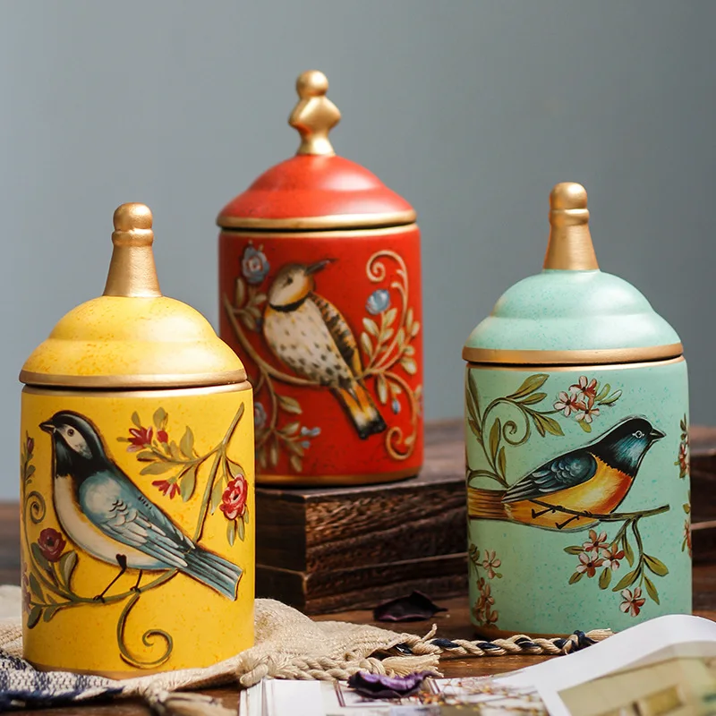 Decorative storage Vintage Ceramic Kitchen Jars Storage Jars Retro Tea Candy Jar Tin Sugar Cans Organizer Paint Storage Tanks