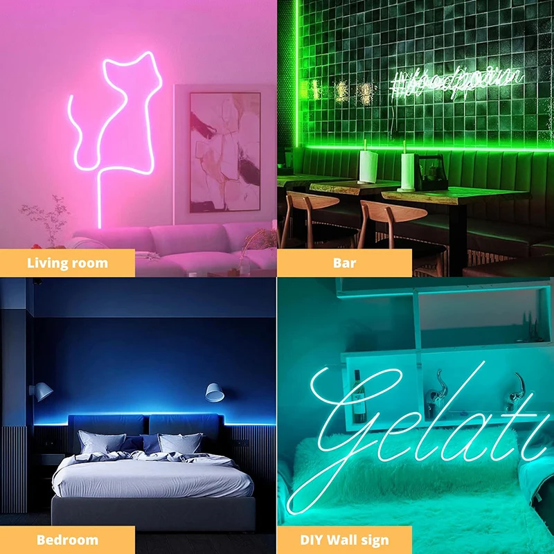 Changeable Rgb Sign Flexible Neon Led Light Ip65 Waterproof Decoration Rope Lamp Led Neon Strip