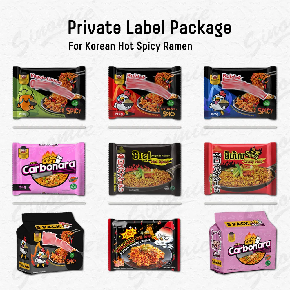 SINOMIE Brand Hot Spicy Chicken Ramen 5PCS family packaging ramen korean instant noodles Korean Ramen