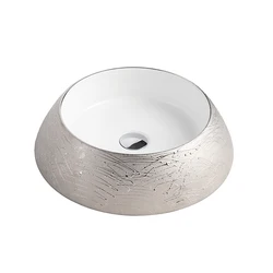 HEGII porcelain round counter top decor plating rich gold luxury ceramic bathroom sink bowl washbasin hand wash basin for hotel