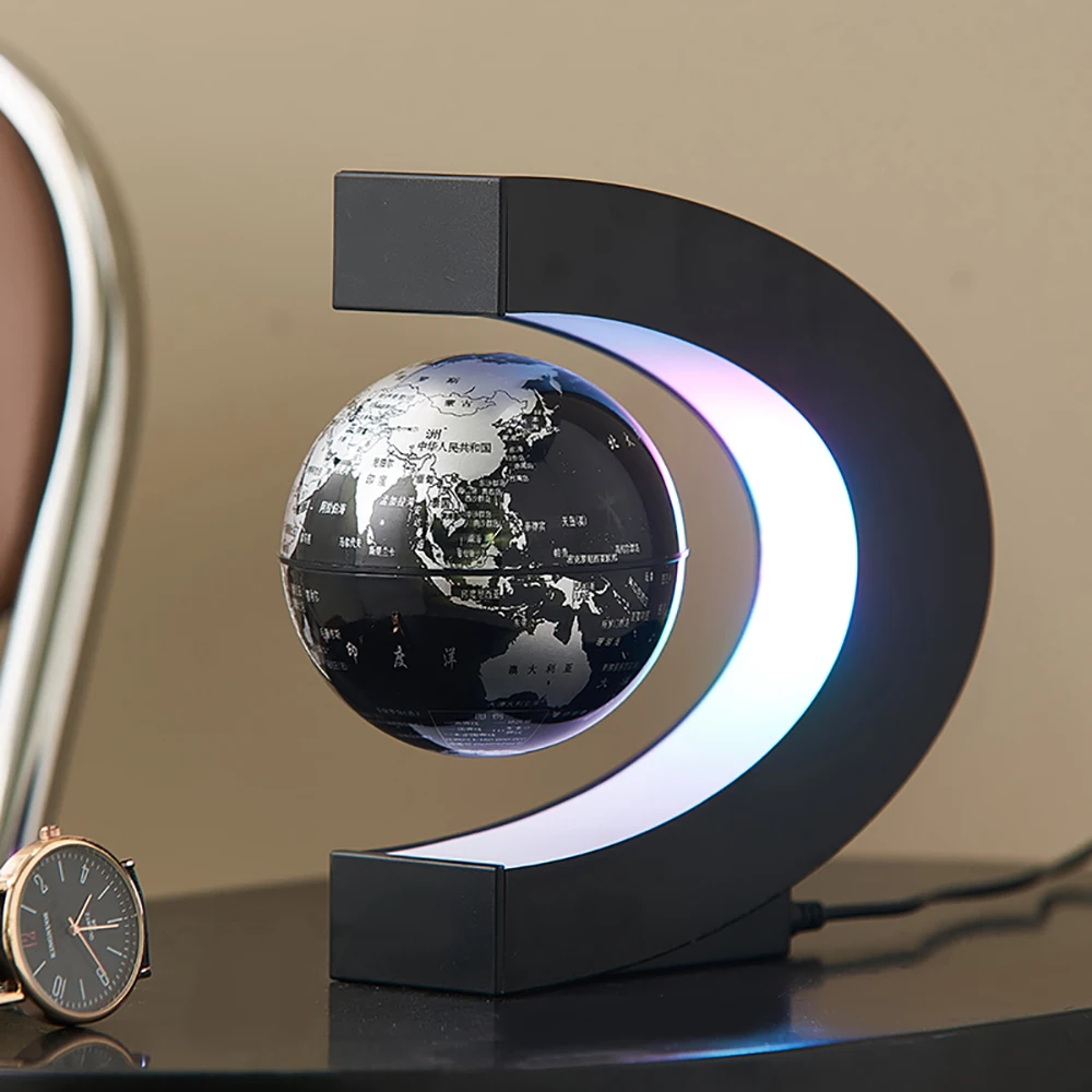 Novel and creative home decoration C-type magnetic levitation globe ornaments