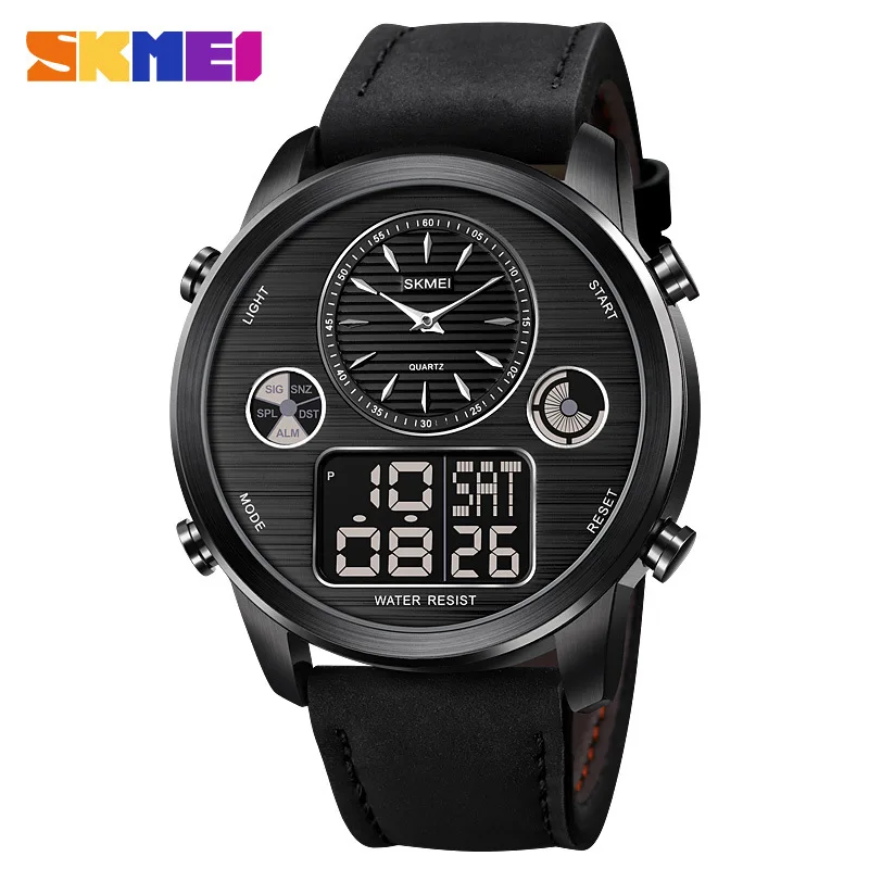 Trendy skmei leisure multifunctional world time LED night light 12/24 hour digital watches for mens sports watch