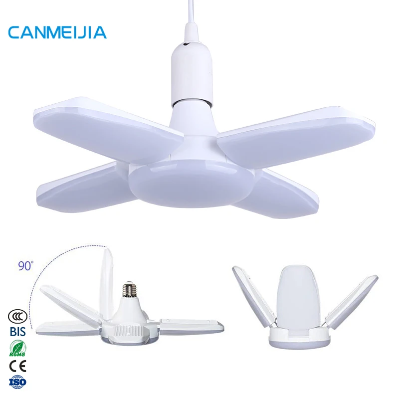 30W 40W 45W 60W Fan Blade Led Bulb 110V 220V Ceiling Adjustable Foldable Football Led 3 4 5 Leaf Lamp Ampoule Led Light